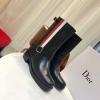 Dior606-26　クリスチャンディオール 2018年秋冬最新作 ブーツ ローヒール レディースシューズ 黒 通学 通勤靴