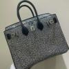 HBK25ZYYBK-063　エルメス HERMES 2024年最新入荷 バーキン 25 黒xシルバー スワロフスキーダイヤxレザー シルバー金具 