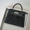 HKLA28BFYBK-063　エルメス HERMES 2024年最新入荷 ケリーラキ キャンパス レザー ブラック シルバー金具 ハンドバッグ