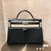 HKLA40BFYBK-063　エルメス HERMES 2024年最新入荷 ケリー ラキ Lakis キャンパス スイフト ブラック シルバー金具 ハンドバッグ