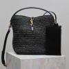 YSL742828BBK-99 イヴサンローラン Saint laurent YSL 2025年最新入荷 LE 37 ソフト スモール ホーボーバッグ 肩掛け ショルダーバッグ ラフィア レディース